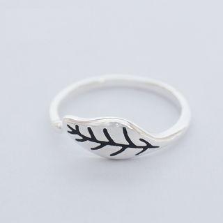 925 Sterling Silver Painted Leaf Open Ring