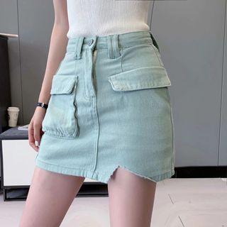 Frayed Mini Pencil Skirt