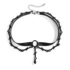 Pendant Faux Leather Choker 4876 - Black - One Size