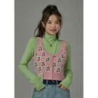 [no One Else] Cherry Pattern Knit Vest Pink - One Size