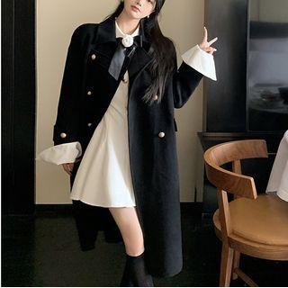 Plain Midi Coat / Bow Mini A-line Dress