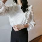 Frill-trim Polka-dot Top