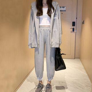 Hooded Zip Jacket / Cropped Harem Pants