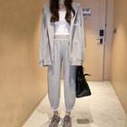 Hooded Zip Jacket / Cropped Harem Pants