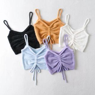Drawstring Fluffy Camisole Top
