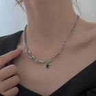 Rhinestone Pendant Chain Necklace Black - One Size