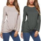 Long-sleeve Knotted T-shirt