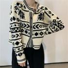 Button-up Nordic Patterned Cardigan