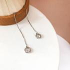 Circle Drop Threader Earring 1 Pair - Silver - One Size