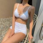 Plain Ruched High Waist Bikini