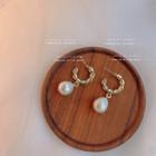 Faux Pearl Alloy Dangle Earring 1 Pair - C-362 - Gold - One Size