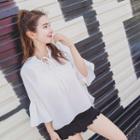 Lace-up Front Ruffle Top