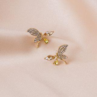 Rhinestone Butterfly Earring 1 Pair - E3010 - As Shown In Figure - One Size