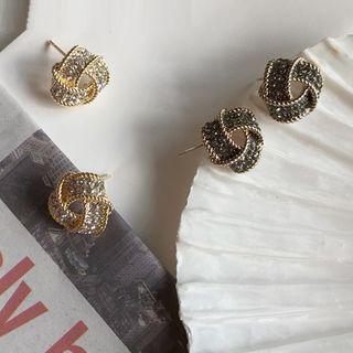 Rhinestone Twisted Stud Earring