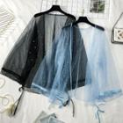 Open-front Faux-pearl Mesh Cape