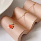 Pendant Sterling Silver Necklace 1pc - Gold & Red - One Size