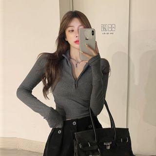 Long-sleeve Half Zip T-shirt