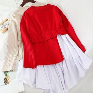 Mock Two-piece Irregular Paneled Sweater