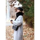 Open-front Long Wool Blend Cardigan