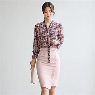 Tall Size Buckled Waist Pencil Skirt