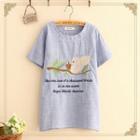 Squirrel Embroidered Short-sleeve T-shirt