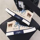 Bear Embroidered Lace Up Sneakers