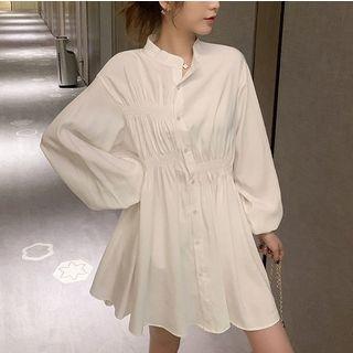 Balloon-sleeve Mini A-line Shirtdress