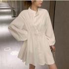 Balloon-sleeve Mini A-line Shirtdress