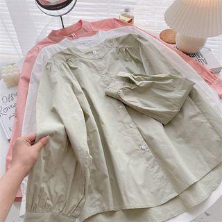 Long-sleeve Round Neck Plain Shirt