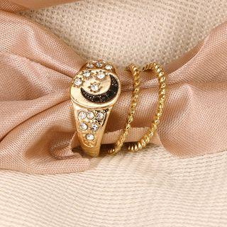 Set Of 3: Alloy Ring (assorted Designs) Gold - One Size