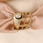 Set Of 3: Alloy Ring (assorted Designs) Gold - One Size