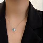 Fish Tail Pendant Necklace Silver & Blue - One Size