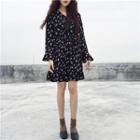 Floral Print Long Sleeve V-neck Dress