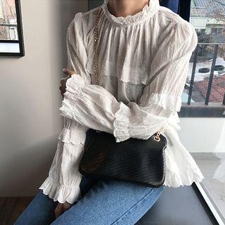 Long-sleeve Eyelet Lace Blouse