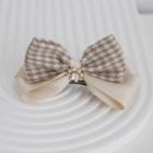 Bow Houndstooth Hair Clip 1 Pc - Beige - One Size