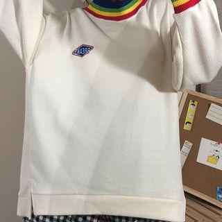 Mock-turtleneck Striped Panel Pullover