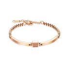 Simple Personality Plated Rose Gold Geometric Square 316l Stainless Steel Bracelet With Cubic Zirconia Rose Gold - One Size