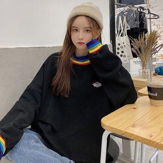 Mock-turtleneck Logo Pullover