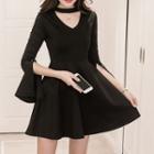 Bell-sleeve Cutout Mini A-line Dress