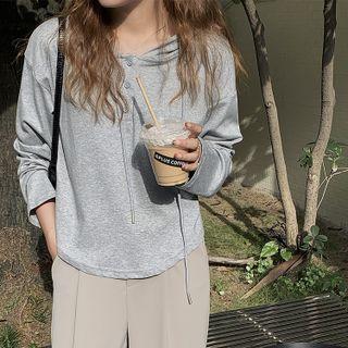 Plain Hooded Button-up Oversize Sweatshirt