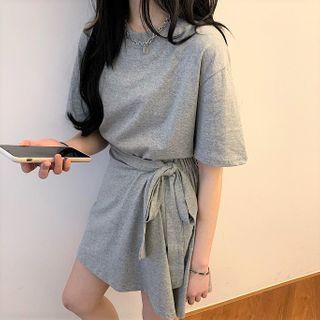 Set: Elbow-sleeve T-shirt + Mini A-line Skirt