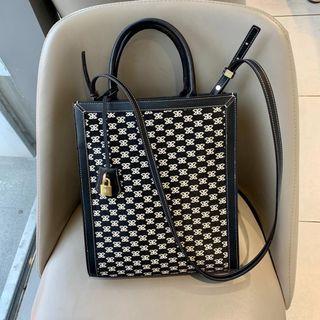 Butterfly Print Crossbody Bag Black & White - One Size