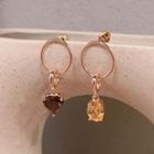 Non-matching Faux Crystal Dangle Earring 1 Pair - Silver Stud - As Shown In Figure - One Size