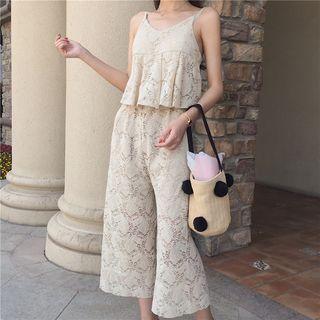 Set: Lace Camisole Top + Cropped Lace Pants