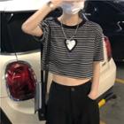 Short-sleeve Striped T-shirt Black & White - One Size