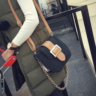 Belted Crossbody Bag With Chain Strap