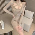 Slim-fit Cardigan / Lace Panel Dress