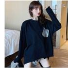 Rhinestone Pocket Long-sleeve T-shirt