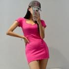 Notch-neck Lettuce-edge Minidress