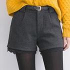 Lace Trim Shorts With Belt